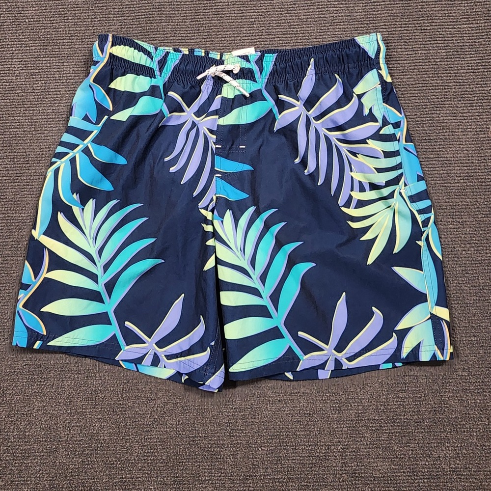Wonder Nation‎ Swim Shorts Boys L (10-12) Husky Blue  Palm Leaf Board Short